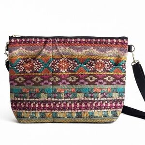 Danny K Boho Tapestry Crossbody Shoulder Bag Multicolor Made in USA Artisan Folk